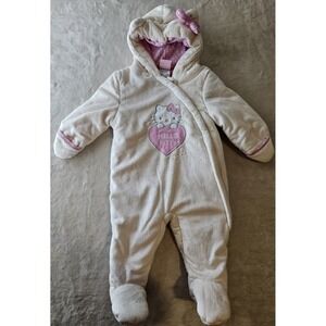 Hello Kitty Baby Girl Plush Bunting Snowsuit 12M Pink Cream Hooded One-Piece